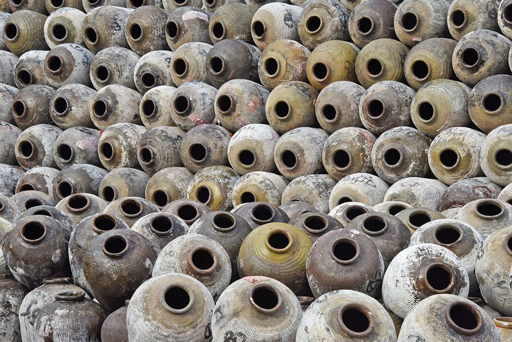 Big pile of wine jars in a winery-Zhejiang Province-China